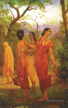 Ravi Varma Shakuntala colombie Peinture à l'huile